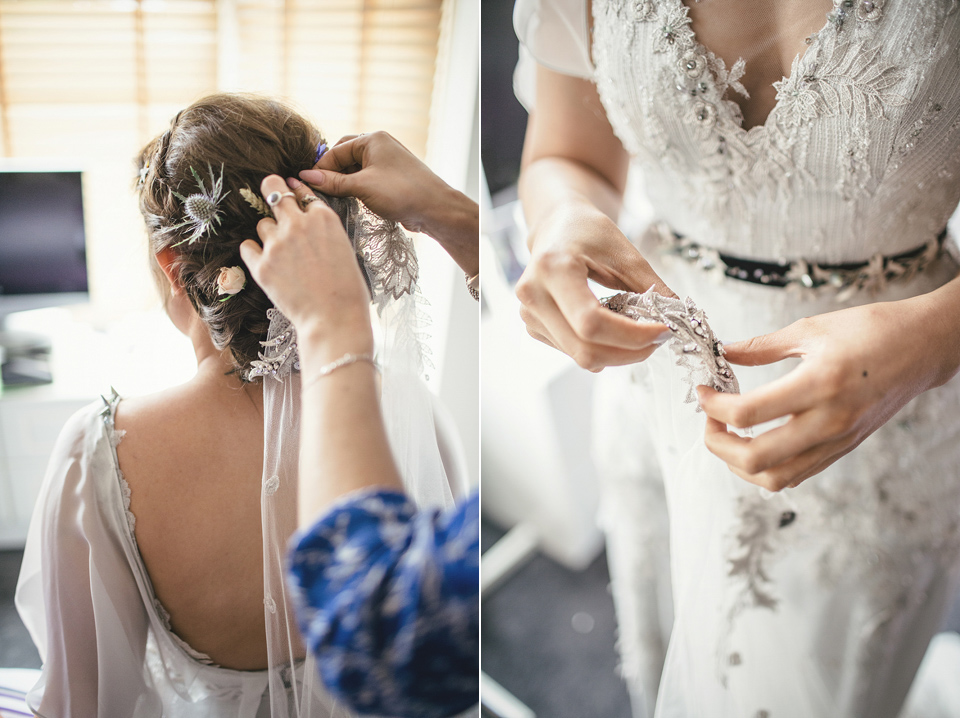 A modern Jewish wedding - the bride wears a gown by Wilden Bride. Photography by Kat Hill.