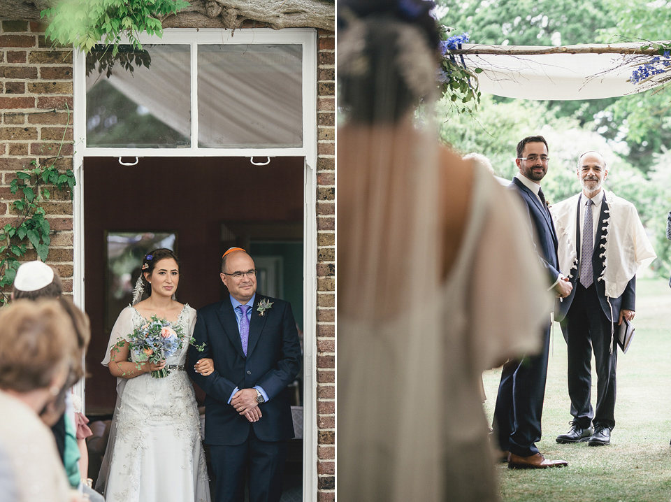 A modern Jewish wedding - the bride wears a gown by Wilden Bride. Photography by Kat Hill.
