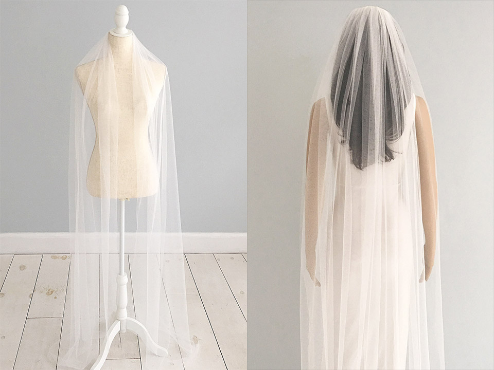 Silk style cut edge wedding veil