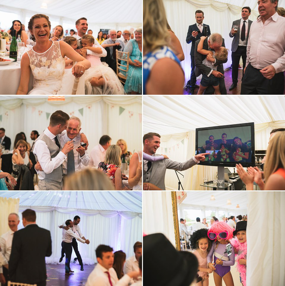 Bryony wore a gown with a floral back by Claire Pettibone from Blackburn Bridal for her Summer wedding held at her husband's family home. Photography by Kristian Leven.