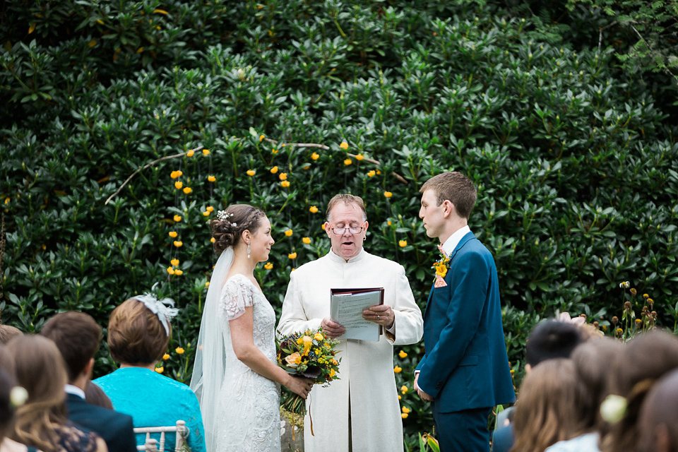 Holly wore an Eliza Jane Howell gown for her colourful, outdoor wedding in Scotland. Images by Solen Photography.