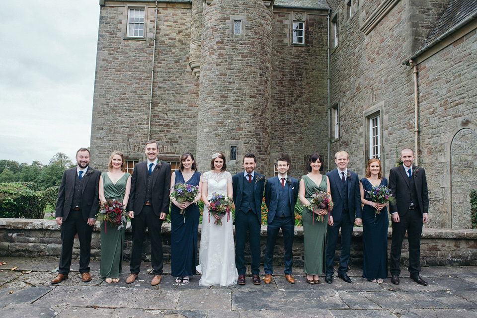 Pamela wore a gown by MiaMia for her Autumn wedding at Rowallan Castle in Scotland. Photography by Mirrorbox Photography.