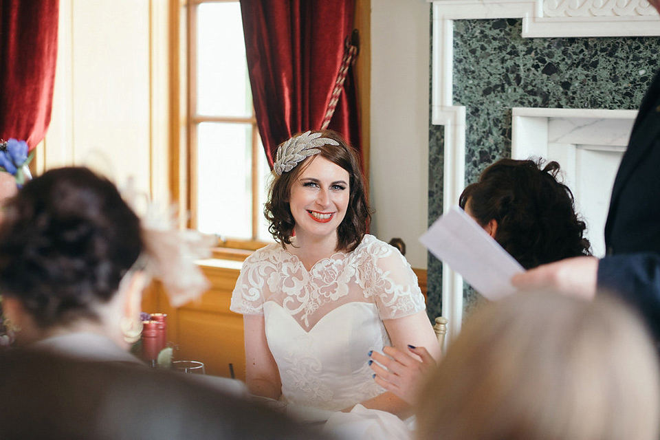 Pamela wore a gown by MiaMia for her Autumn wedding at Rowallan Castle in Scotland. Photography by Mirrorbox Photography.