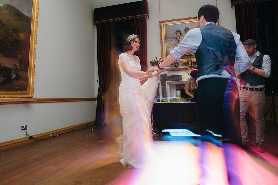 Pamela wore a gown by MiaMia for her Autumn wedding at Rowallan Castle in Scotland. Photography by Mirrorbox Photography.