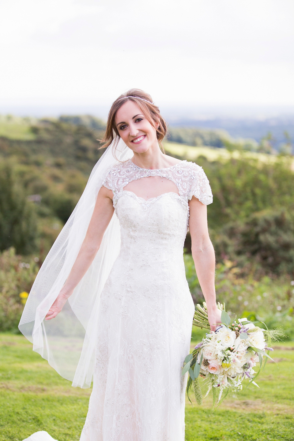 Laura wears a Maggie Sottero gown for her outdoor wedding at Natural Retreats at Richmond in the Yorkshire Dales. Photography by Lee Scullion.