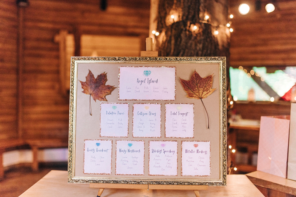 Mint, pink and golden snitches for a magical Autumn wedding in a treehouse. Photography by Sarah Jane Ethan.