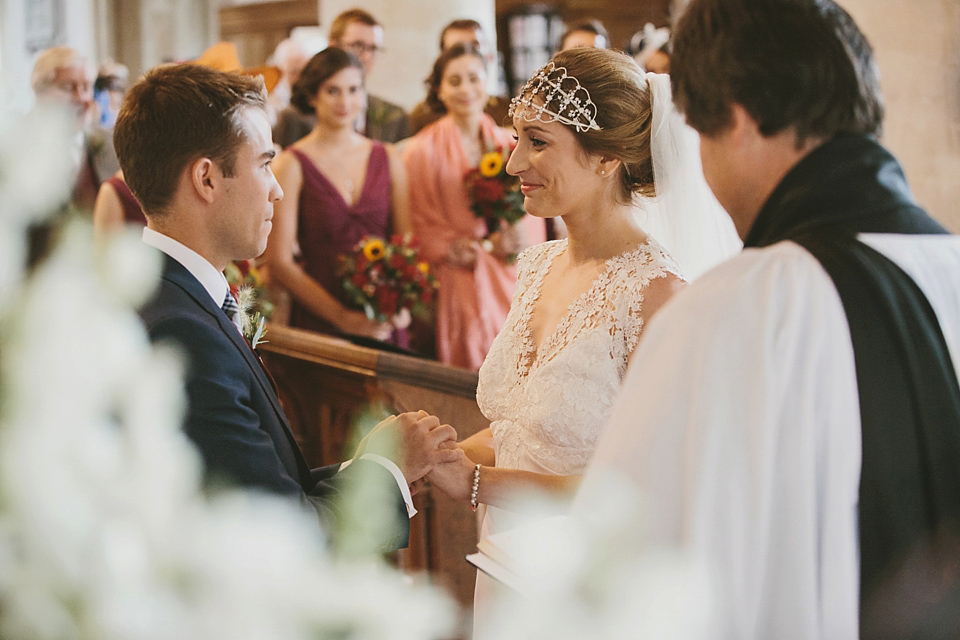 Sunflowers and rustic, Autumn shades for a handmade wedding in the Cotswolds. Photography by McKinley Rodgers.