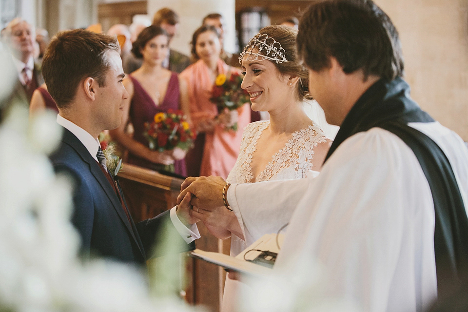 Sunflowers and rustic, Autumn shades for a handmade wedding in the Cotswolds. Photography by McKinley Rodgers.