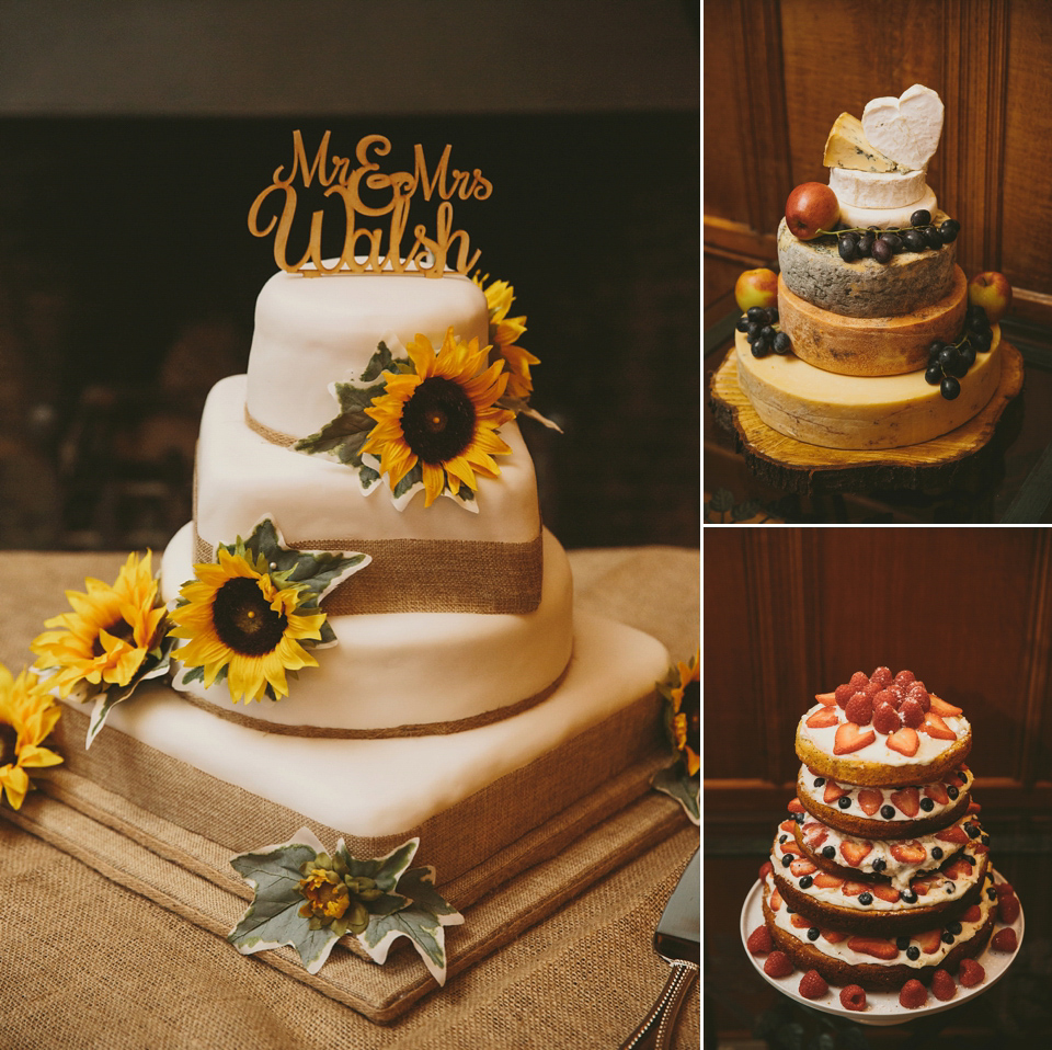 Sunflowers and rustic, Autumn shades for a handmade wedding in the Cotswolds. Photography by McKinley Rodgers.