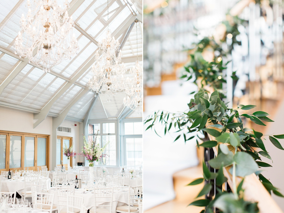 Bride Nicky wore an Amnada Wakeley gown for her pastel coloured, Spring time wedding at Botleys Mansion. Photography by Helen Cawte.