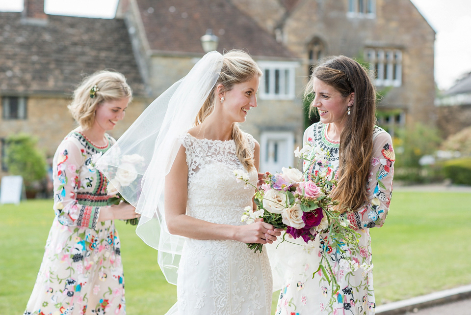 Bride Lou Lou wears a Mori Lee gown for her Sherborne Abbey wedding and garden party reception. Photography by Louise Adby.