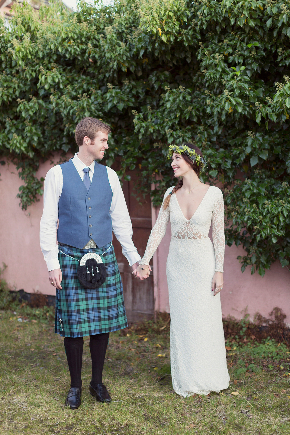 Juliana of Good Juju Ink wears a Marchesa gown for her super tasteful and elegant fairy tale Celtic and Jewish fusion wedding at Ashford Castle. Photography by Craig & Eva Sanders.