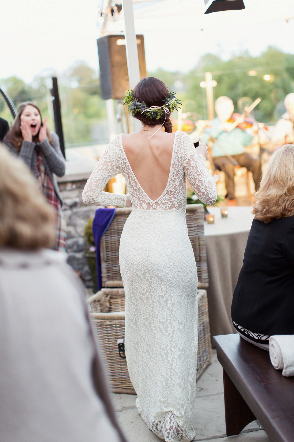 Juliana of Good Juju Ink wears a Marchesa gown for her super tasteful and elegant fairy tale Celtic and Jewish fusion wedding at Ashford Castle. Photography by Craig & Eva Sanders.