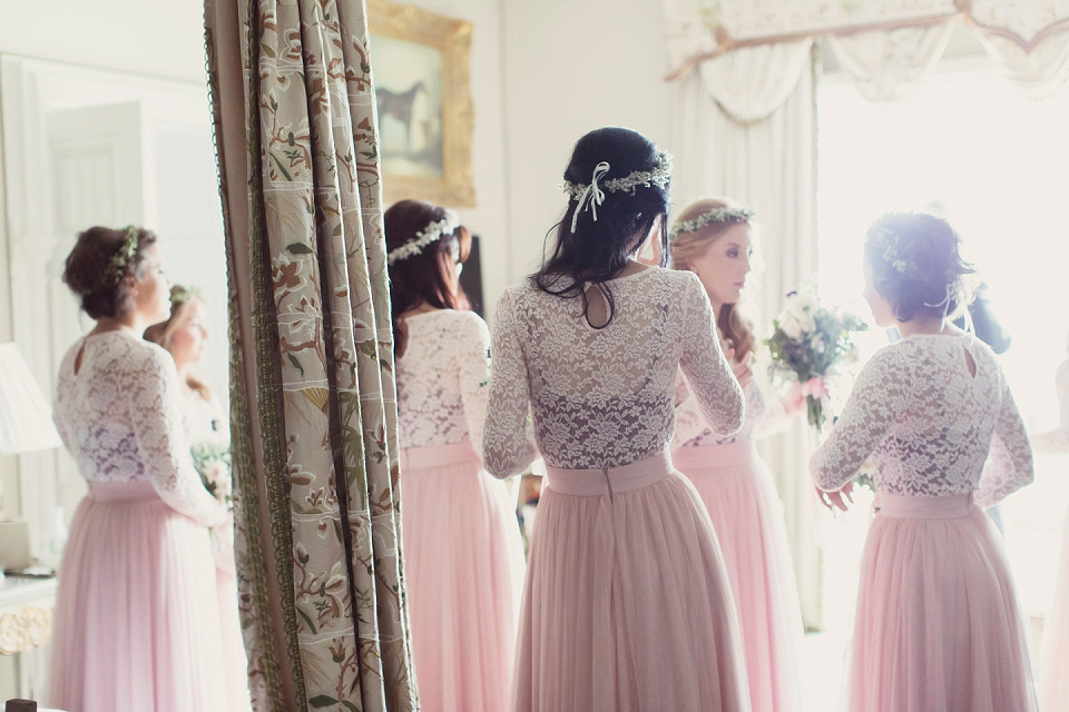 Juliana of Good Juju Ink wears a Marchesa gown for her super tasteful and elegant fairy tale Celtic and Jewish fusion wedding at Ashford Castle. Photography by Craig & Eva Sanders.