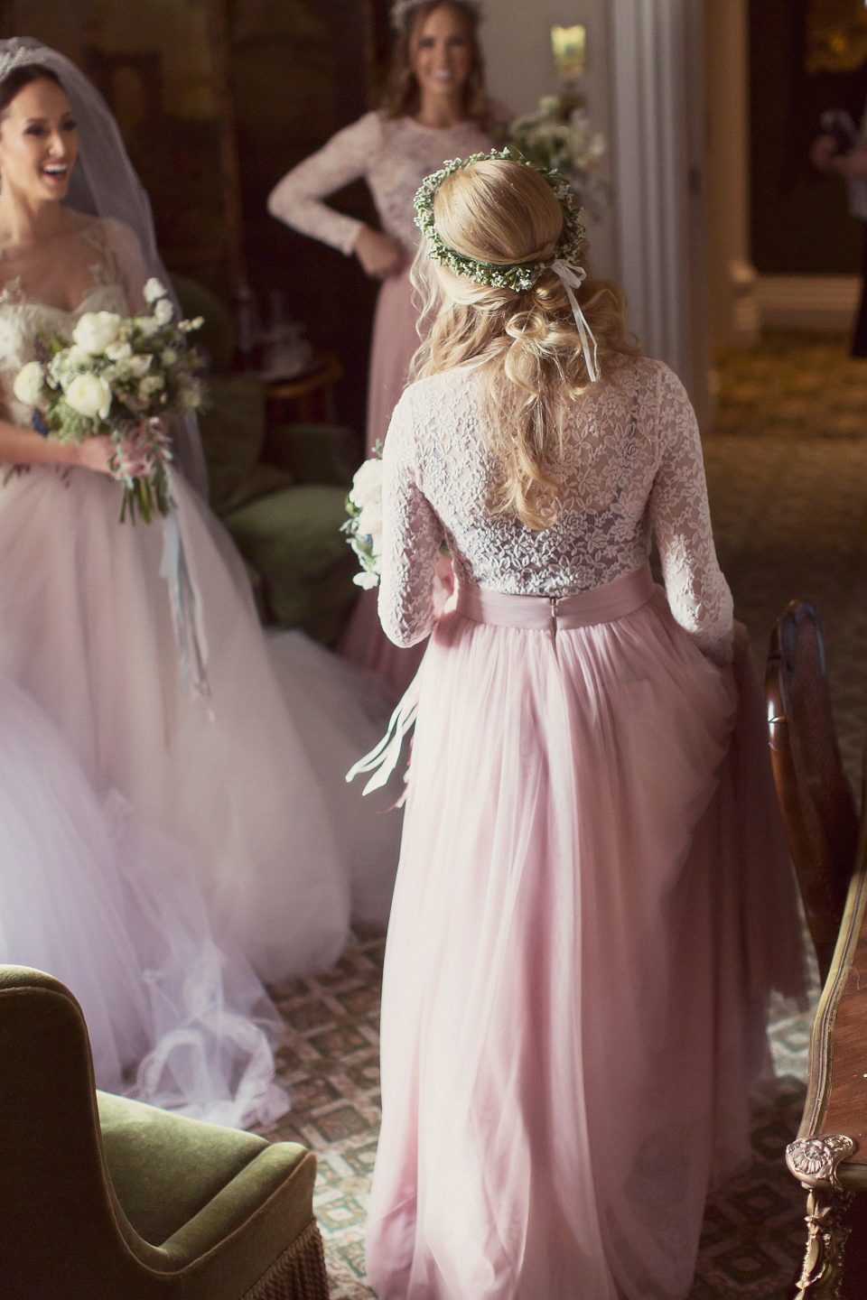 Juliana of Good Juju Ink wears a Marchesa gown for her super tasteful and elegant fairy tale Celtic and Jewish fusion wedding at Ashford Castle. Photography by Craig & Eva Sanders.