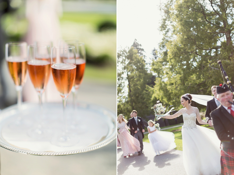 Juliana of Good Juju Ink wears a Marchesa gown for her super tasteful and elegant fairy tale Celtic and Jewish fusion wedding at Ashford Castle. Photography by Craig & Eva Sanders.