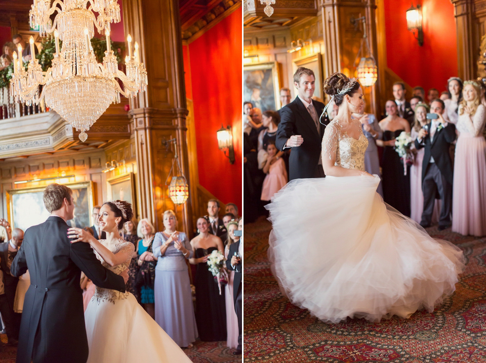 Juliana of Good Juju Ink wears a Marchesa gown for her super tasteful and elegant fairy tale Celtic and Jewish fusion wedding at Ashford Castle. Photography by Craig & Eva Sanders.