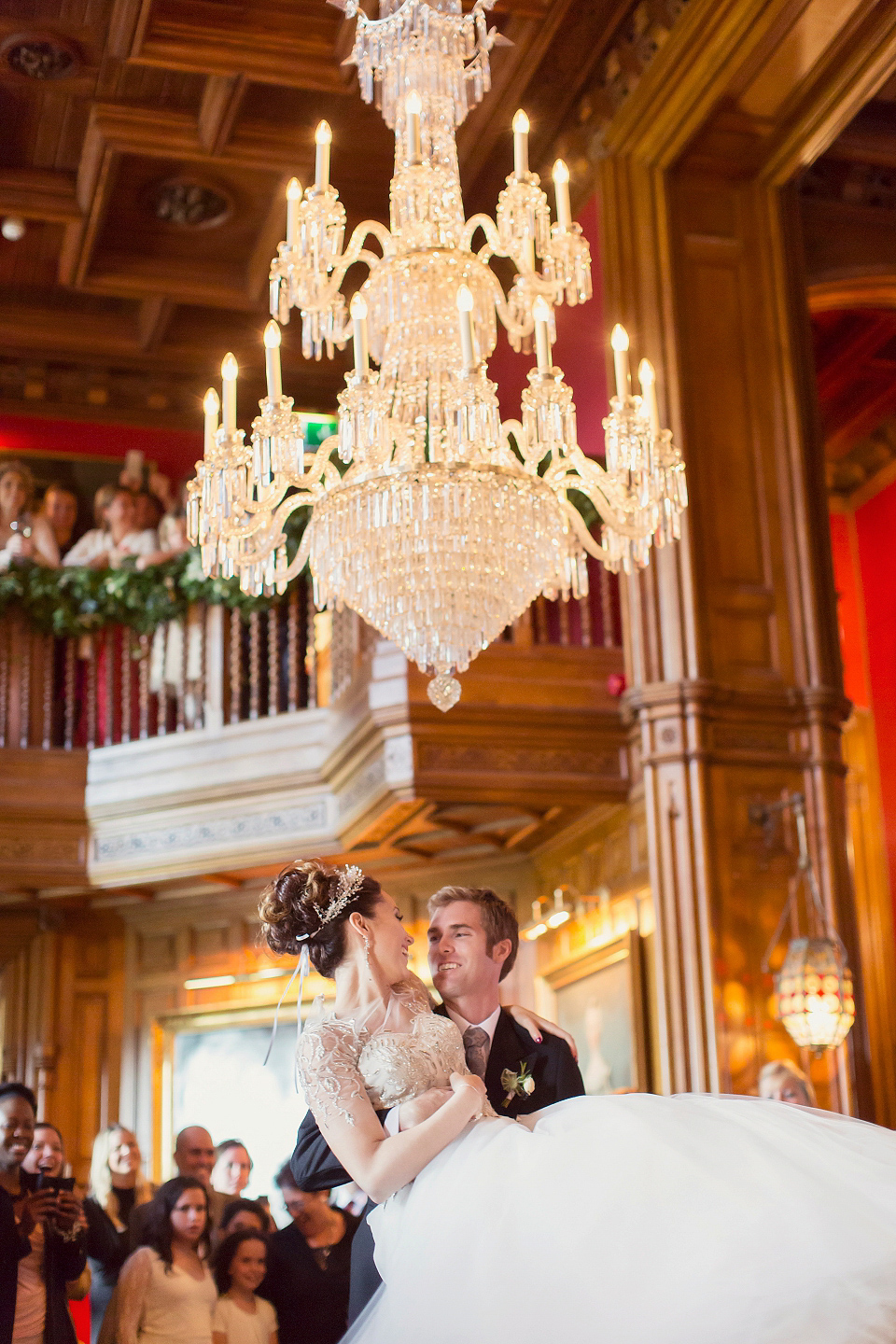 Juliana of Good Juju Ink wears a Marchesa gown for her super tasteful and elegant fairy tale Celtic and Jewish fusion wedding at Ashford Castle. Photography by Craig & Eva Sanders.