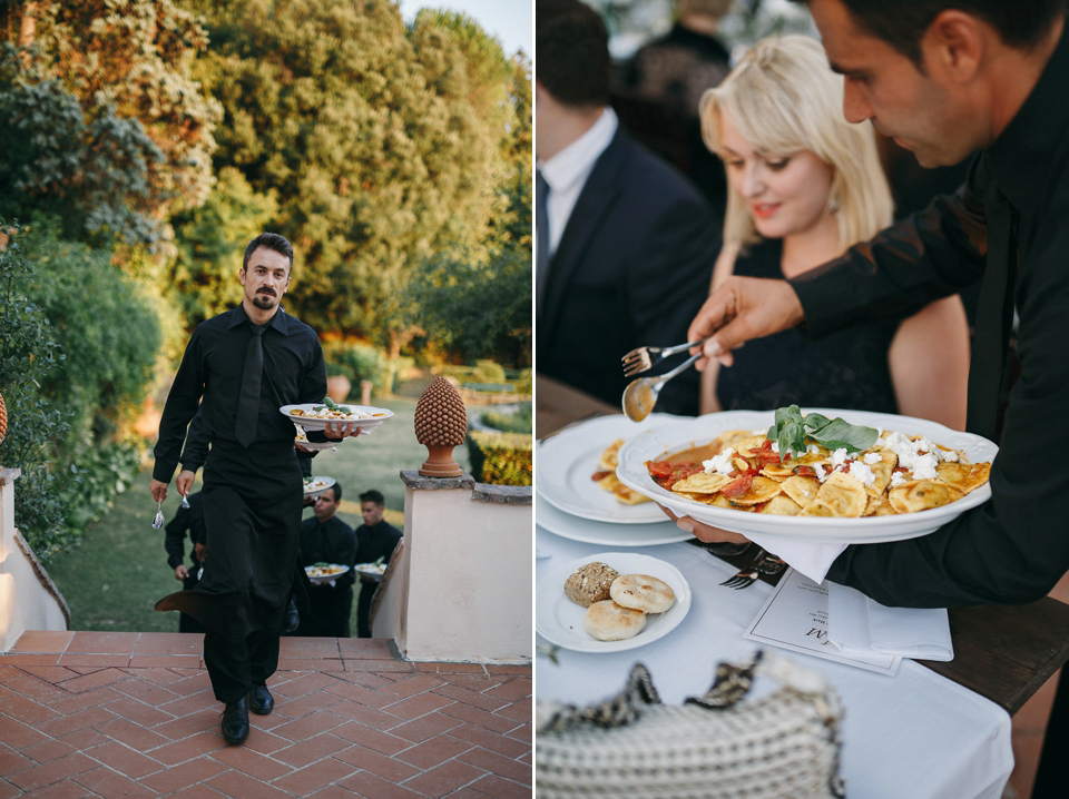 Amelia wore a beaded gown by Eliza Jane Howell for her September wedding in Tuscany. Photograph by Matteo Crescentini, styling and wedding planning by The Knot Italy.