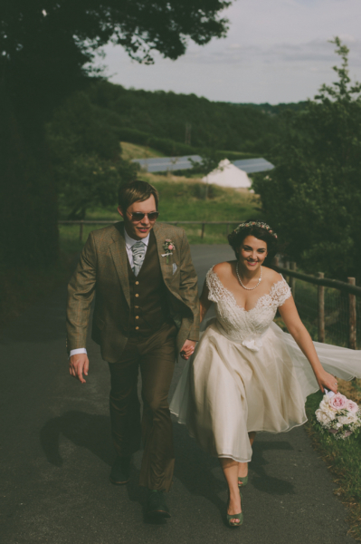 Green Shoes and a 50’s Inspired Dress for a Vintage Wedding In The Cotswolds
