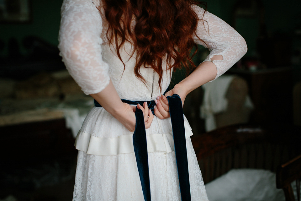 A Humanist woodland wedding for an ethereal, flame haired 1940's inspired bride. Photography by Caro Weiss, film by Sugar8.