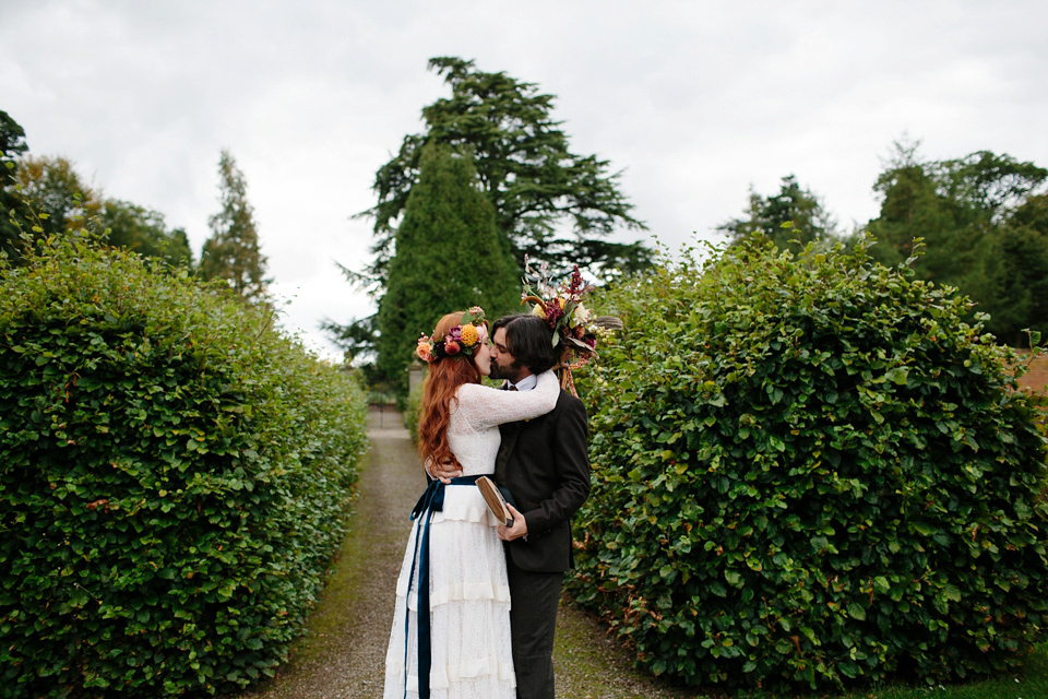 A Humanist woodland wedding for an ethereal, flame haired 1940's inspired bride. Photography by Caro Weiss, film by Sugar8.