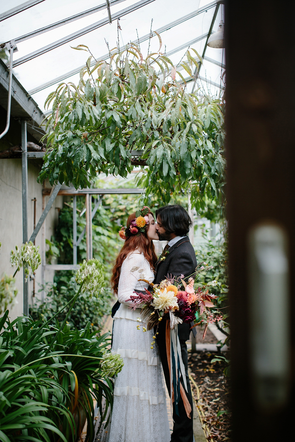 A Humanist woodland wedding for an ethereal, flame haired 1940's inspired bride. Photography by Caro Weiss, film by Sugar8.