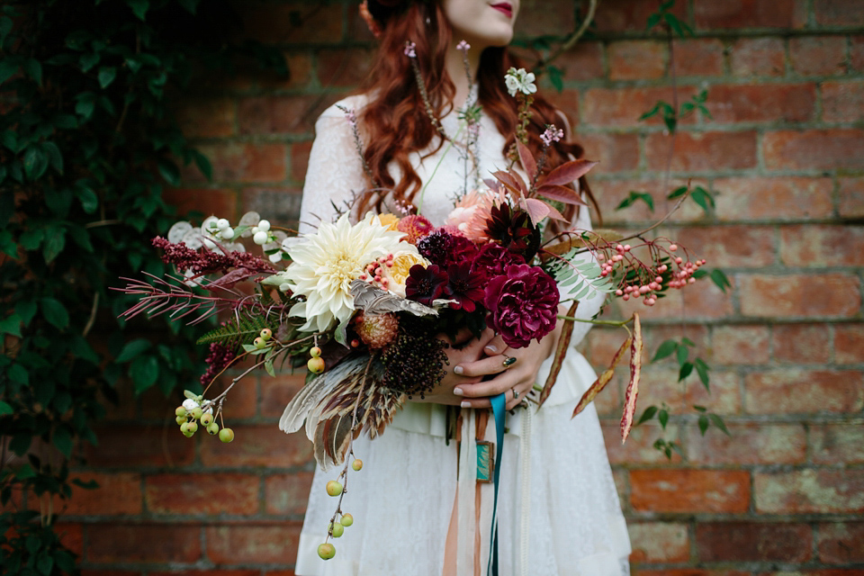 A Humanist woodland wedding for an ethereal, flame haired 1940's inspired bride. Photography by Caro Weiss, film by Sugar8.