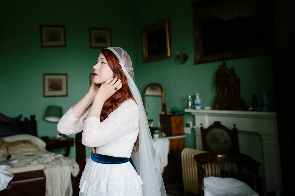 A Humanist woodland wedding for an ethereal, flame haired 1940's inspired bride. Photography by Caro Weiss, film by Sugar8.