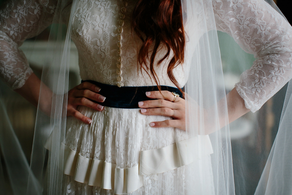 A Humanist woodland wedding for an ethereal, flame haired 1940's inspired bride. Photography by Caro Weiss, film by Sugar8.