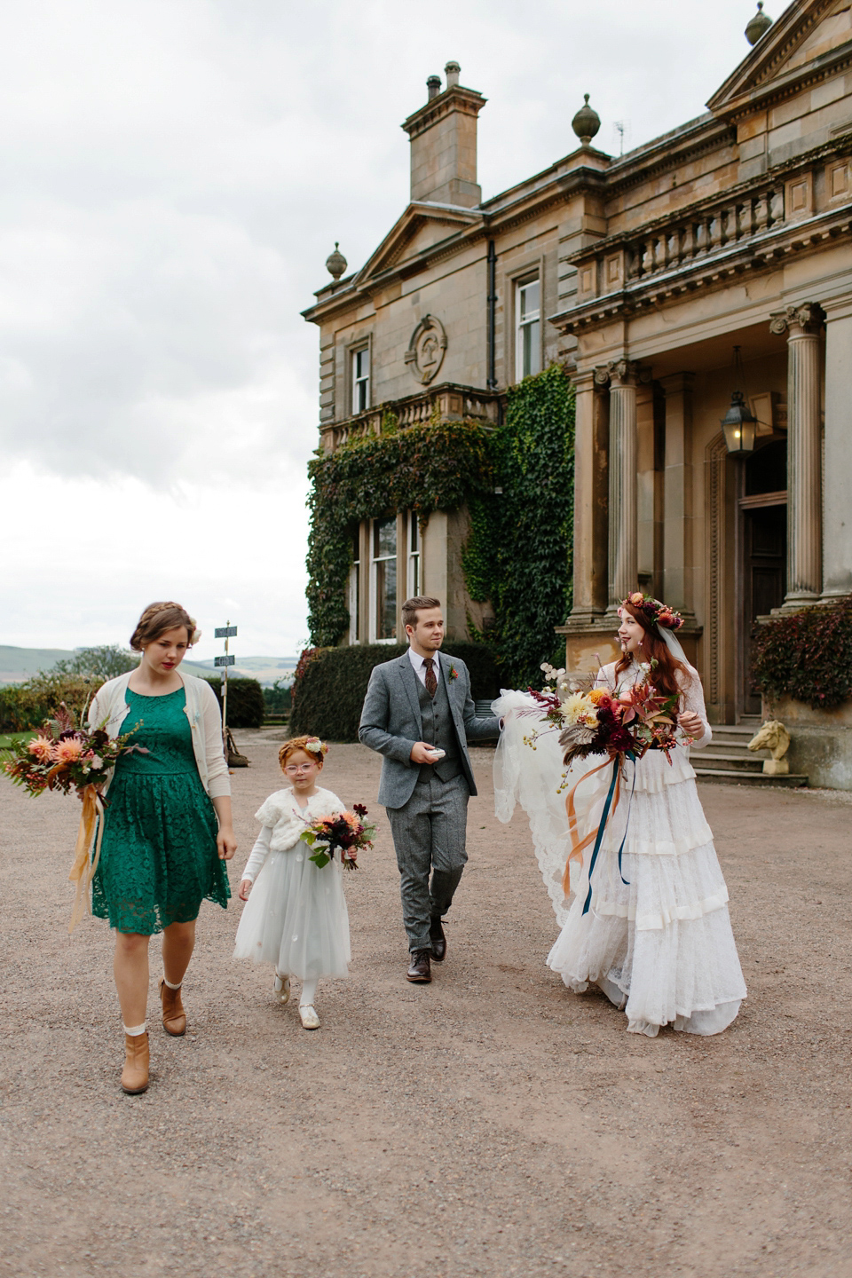 A Humanist woodland wedding for an ethereal, flame haired 1940's inspired bride. Photography by Caro Weiss, film by Sugar8.