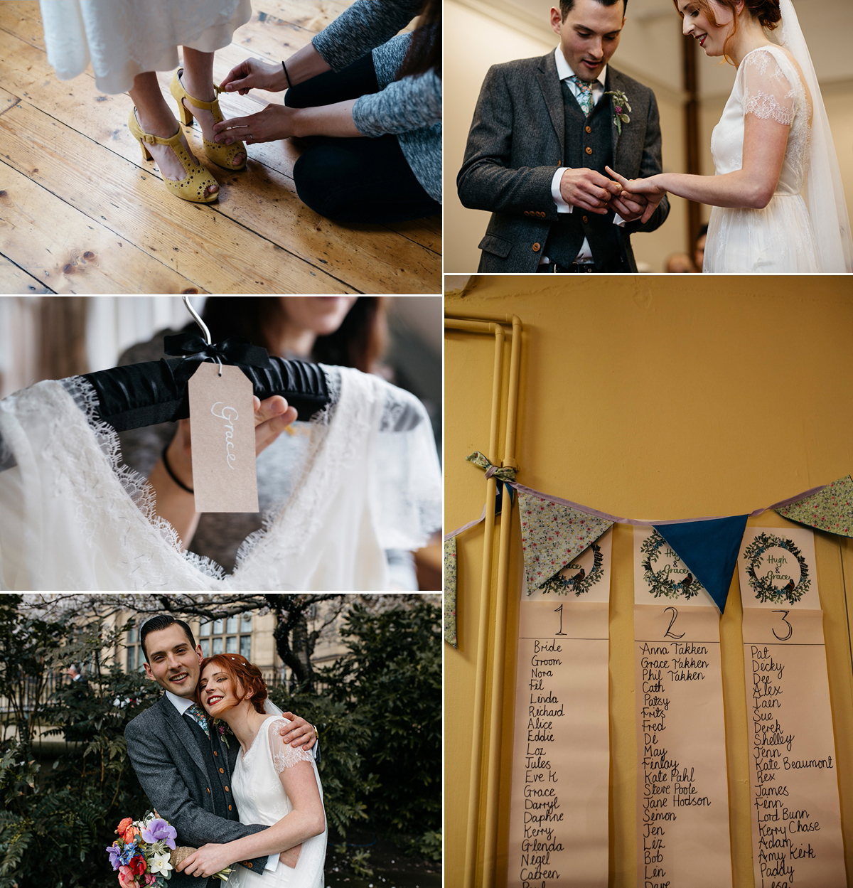 Bride Grace wore a pair of yellow shoes and a Kate Beaumont gown for her wedding in Sheffield. Images by Kindred Photography.