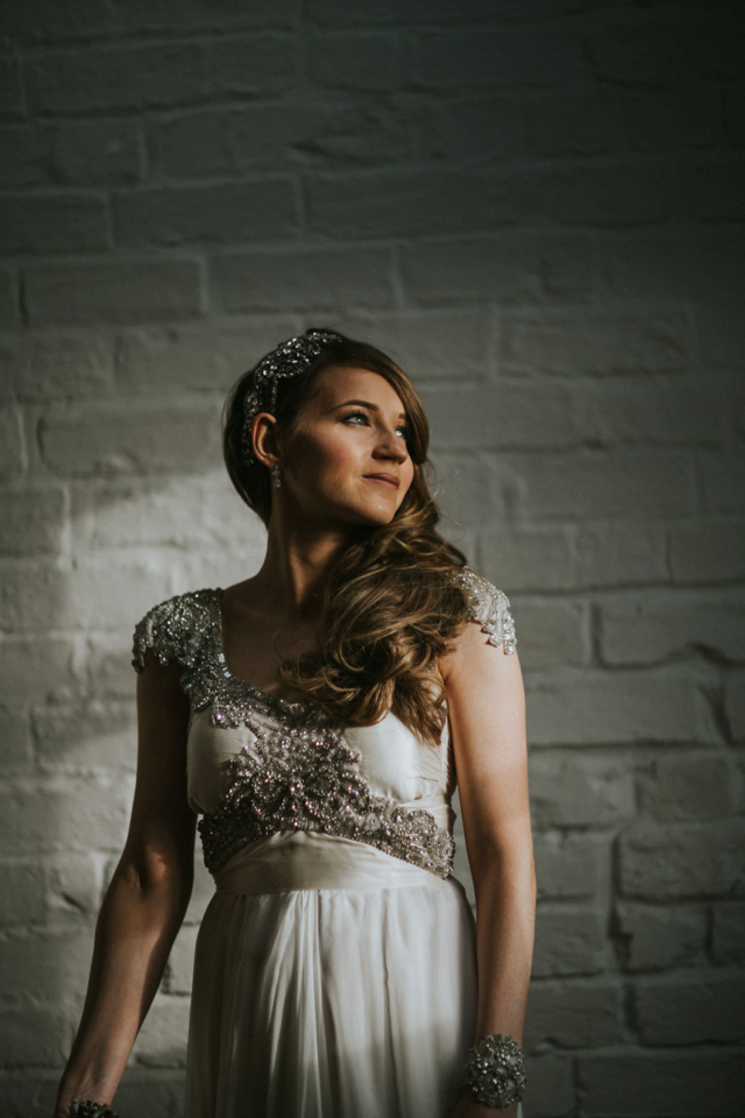 Alicia wore an Anna Campbell gown for her 1920's inspired rustic winter wedding. Photography by DSB Creative.