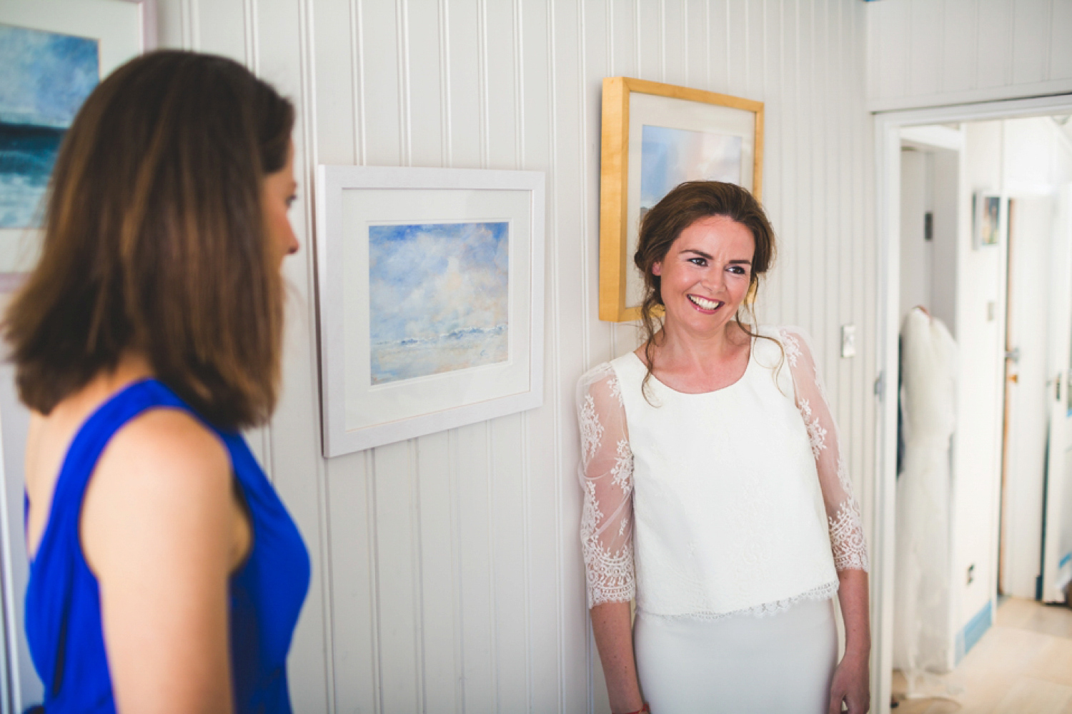 Bride Kate wore a Laure de Sagazan skirt and Elise Hameau top, both from The Mews Bridal of Notting Hill for her wedding in Filey North Yorkshire. Images by Photography34.