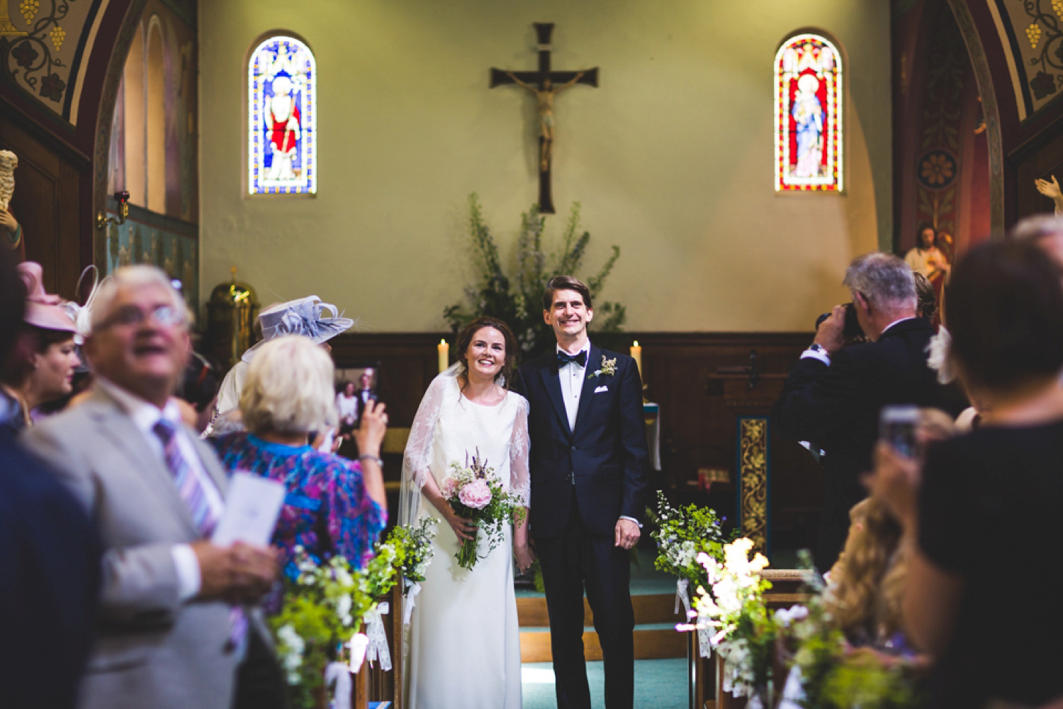 Bride Kate wore a Laure de Sagazan skirt and Elise Hameau top, both from The Mews Bridal of Notting Hill for her wedding in Filey North Yorkshire. Images by Photography34.