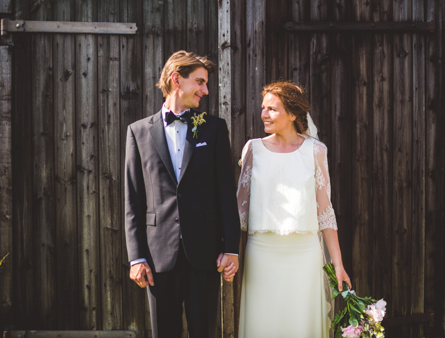 Bride Kate wore a Laure de Sagazan skirt and Elise Hameau top, both from The Mews Bridal of Notting Hill for her wedding in Filey North Yorkshire. Images by Photography34.