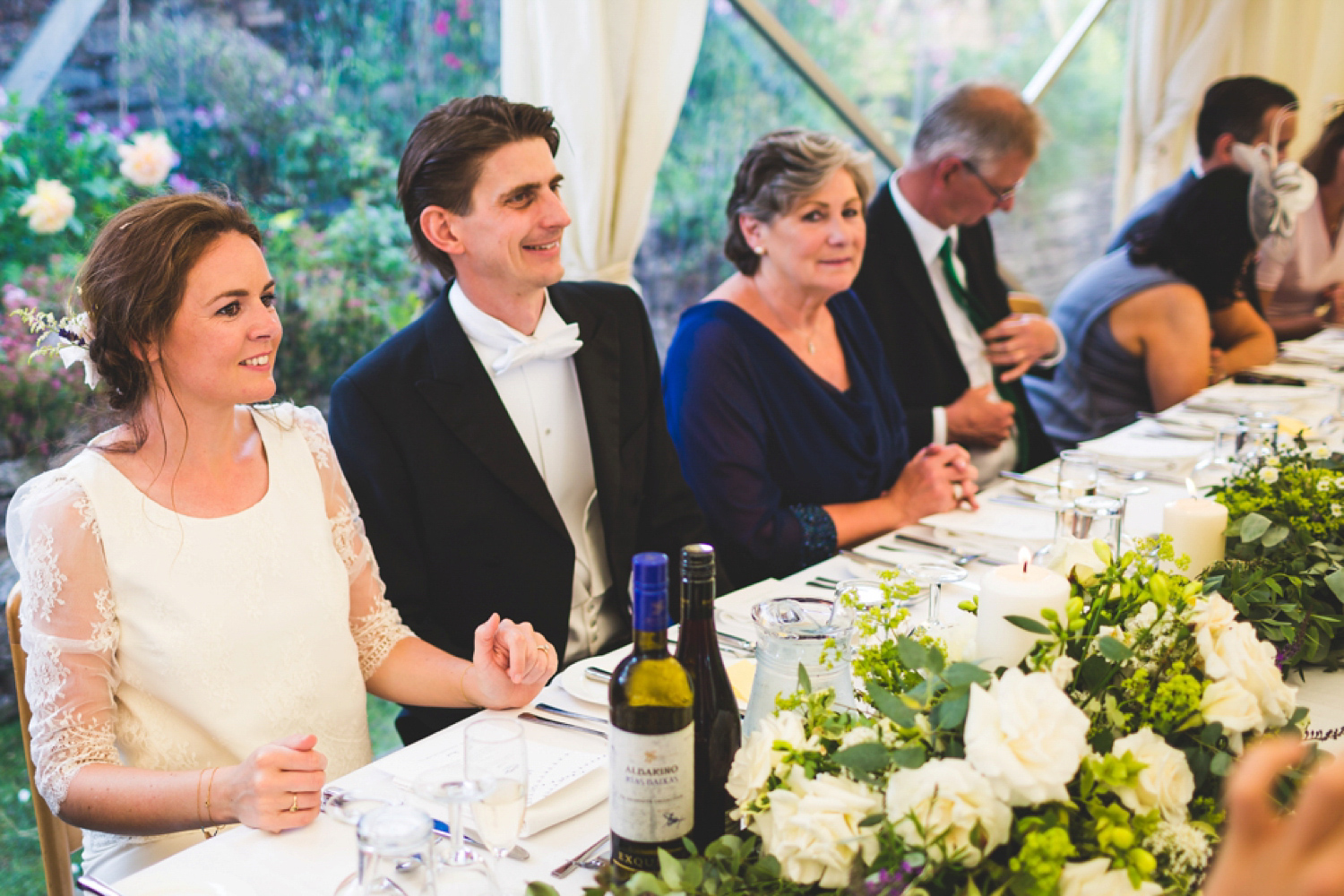 Bride Kate wore a Laure de Sagazan skirt and Elise Hameau top, both from The Mews Bridal of Notting Hill for her wedding in Filey North Yorkshire. Images by Photography34.