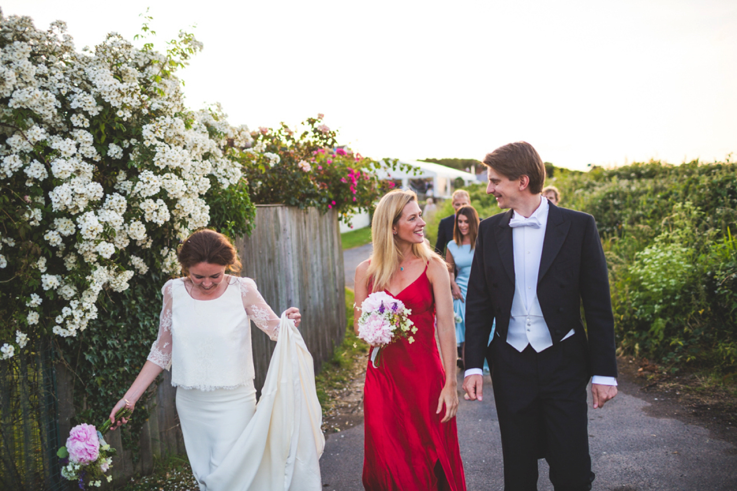 Bride Kate wore a Laure de Sagazan skirt and Elise Hameau top, both from The Mews Bridal of Notting Hill for her wedding in Filey North Yorkshire. Images by Photography34.