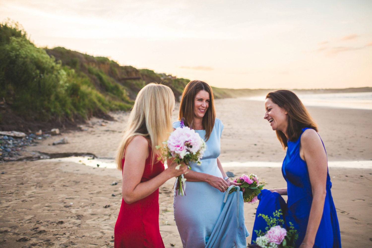 Bride Kate wore a Laure de Sagazan skirt and Elise Hameau top, both from The Mews Bridal of Notting Hill for her wedding in Filey North Yorkshire. Images by Photography34.