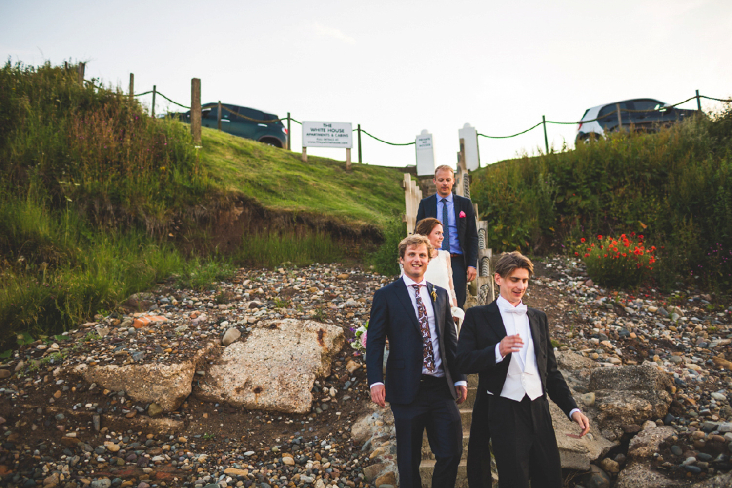 Bride Kate wore a Laure de Sagazan skirt and Elise Hameau top, both from The Mews Bridal of Notting Hill for her wedding in Filey North Yorkshire. Images by Photography34.