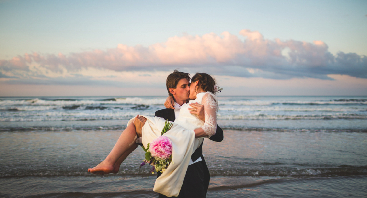 Bride Kate wore a Laure de Sagazan skirt and Elise Hameau top, both from The Mews Bridal of Notting Hill for her wedding in Filey North Yorkshire. Images by Photography34.