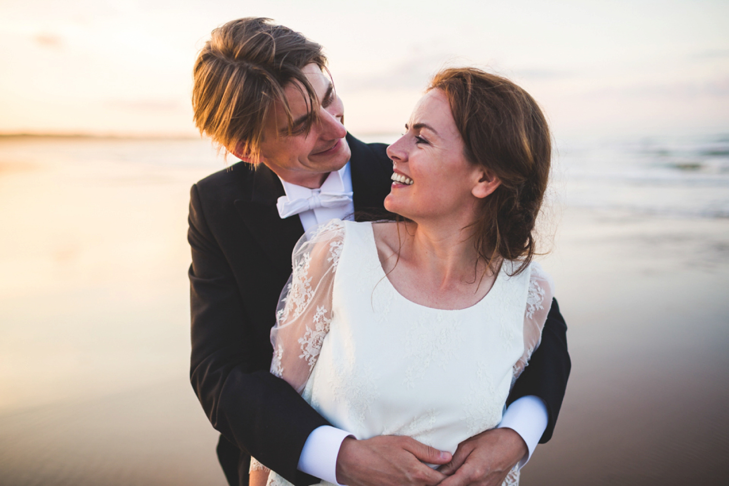 Bride Kate wore a Laure de Sagazan skirt and Elise Hameau top, both from The Mews Bridal of Notting Hill for her wedding in Filey North Yorkshire. Images by Photography34.