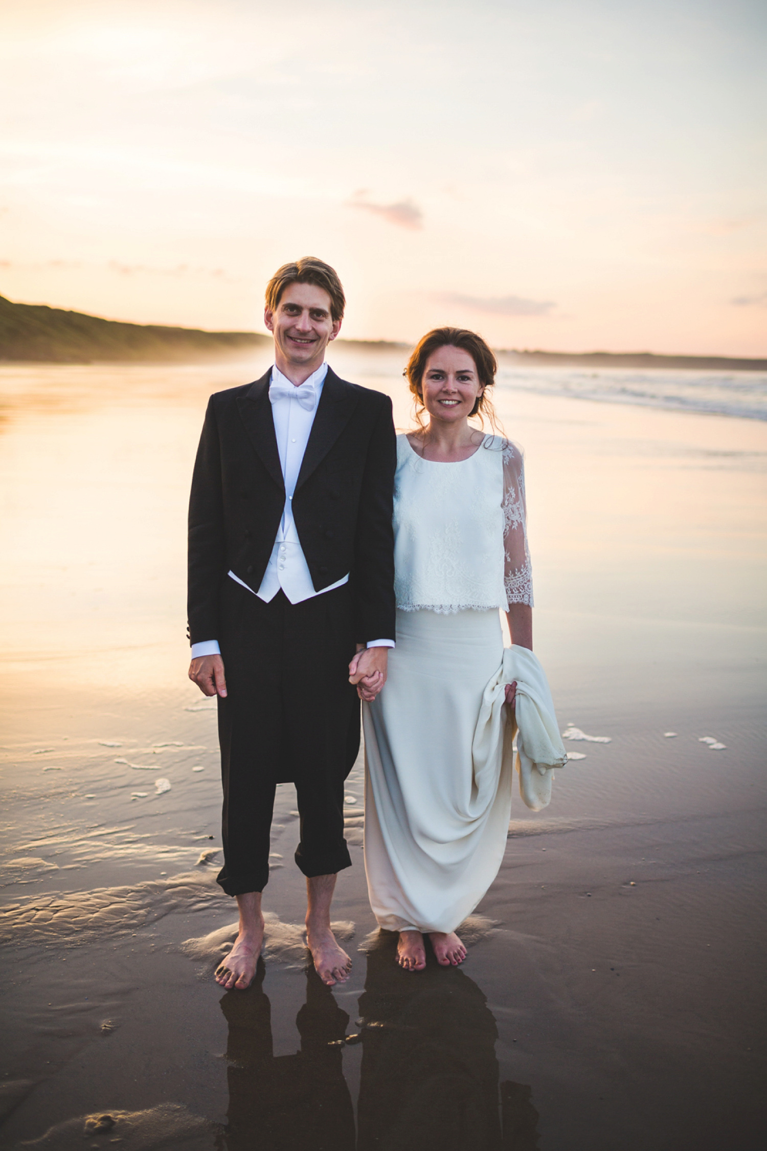 Bride Kate wore a Laure de Sagazan skirt and Elise Hameau top, both from The Mews Bridal of Notting Hill for her wedding in Filey North Yorkshire. Images by Photography34.