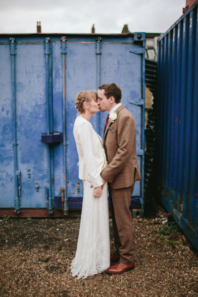 A 1920s Inspired Drop Waist Gown by Charlie Brear for a Cool MC Motors Wedding in London