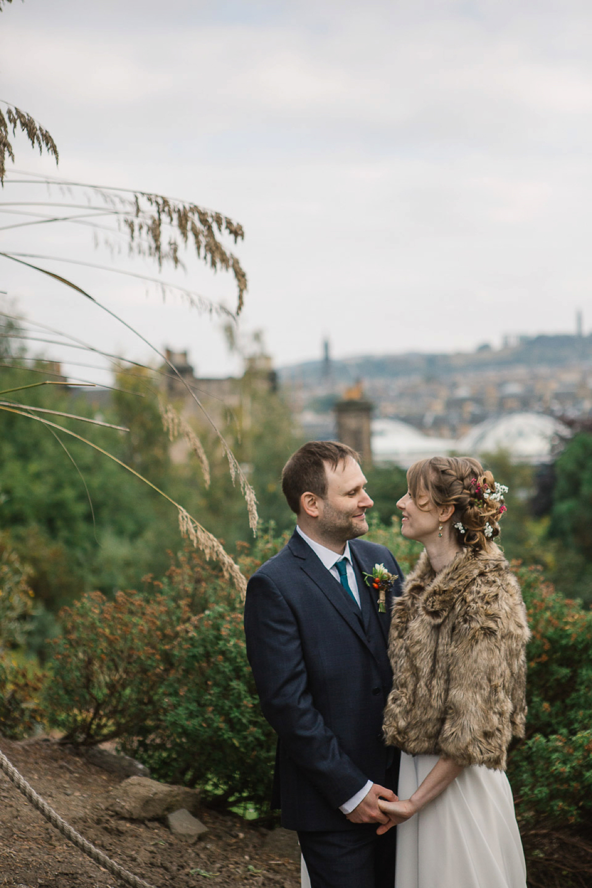 Julia wore a gown by Rowanjoy and a pair of green wedding shoes for her Royal Botanical Gardens wedding in Edinburgh. Photography by Jen Owens.