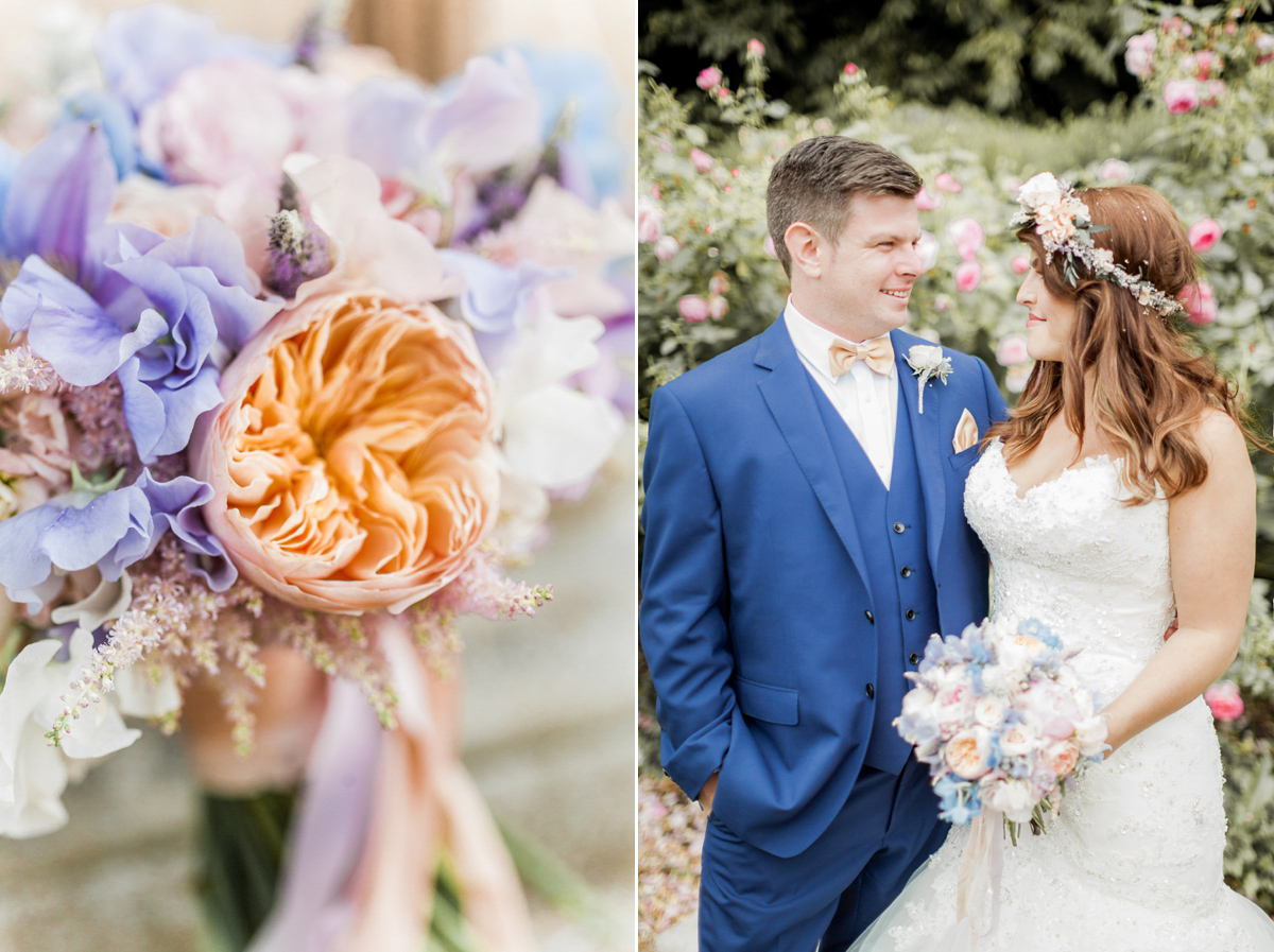 Maggie Sottero for a flower filled country garden wedding. Photography by Naomi Kenton.