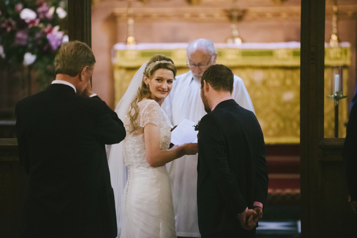 A quirky and colourful Autumn wedding - bride Anna wears Ronald Joyce. Photography by Ed Godden.