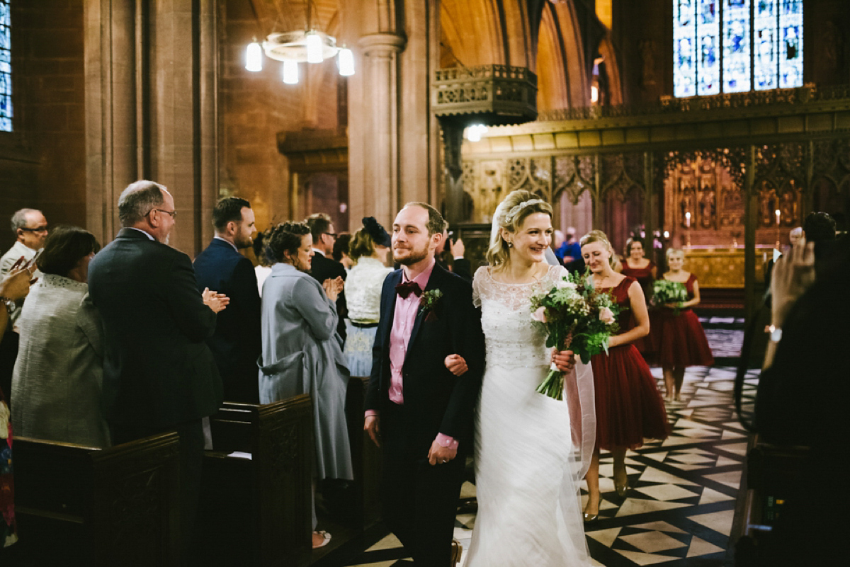 A quirky and colourful Autumn wedding - bride Anna wears Ronald Joyce. Photography by Ed Godden.