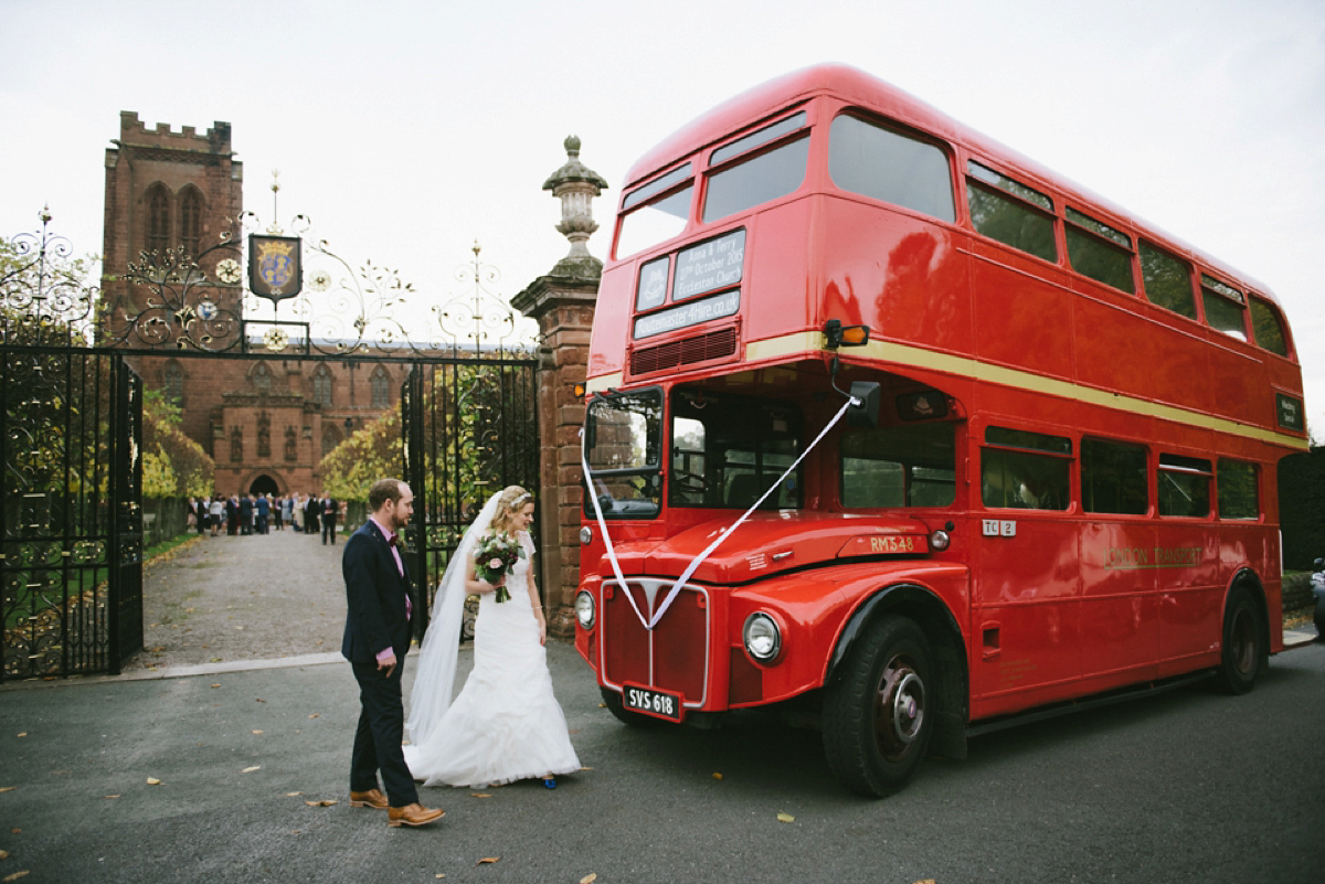 A quirky and colourful Autumn wedding - bride Anna wears Ronald Joyce. Photography by Ed Godden.