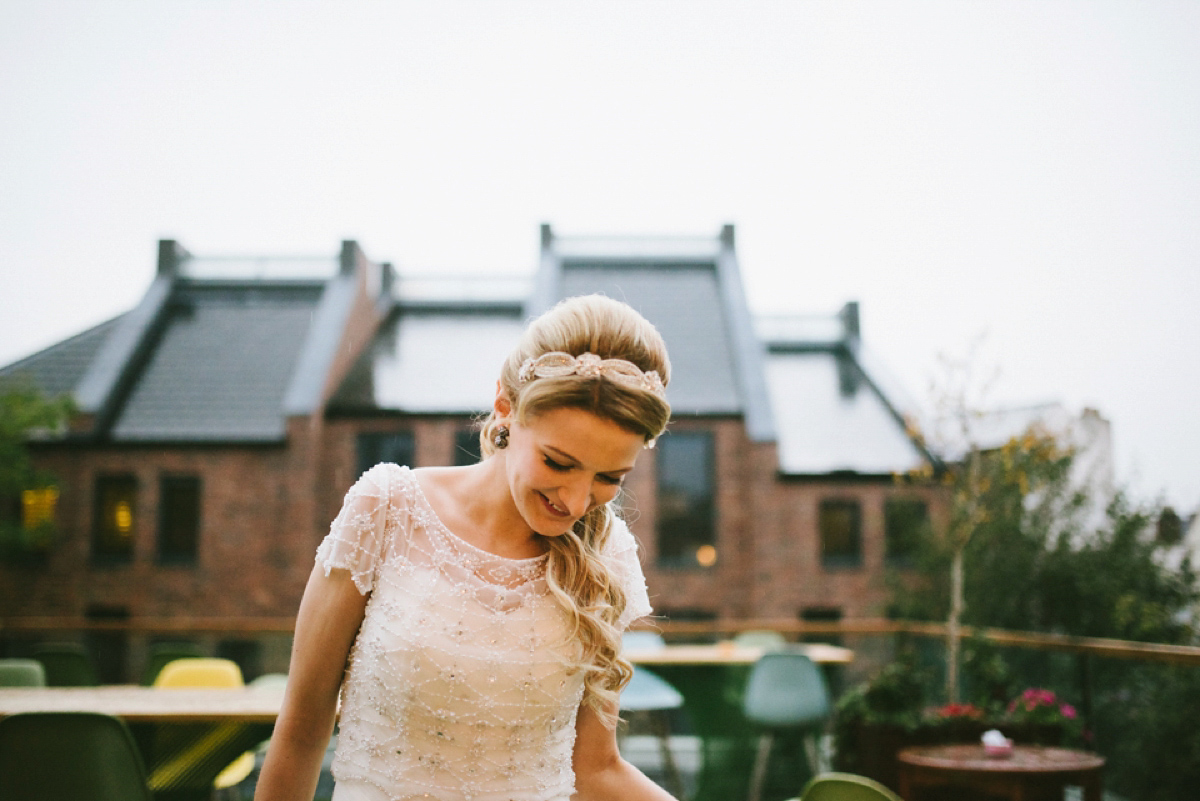 A quirky and colourful Autumn wedding - bride Anna wears Ronald Joyce. Photography by Ed Godden.